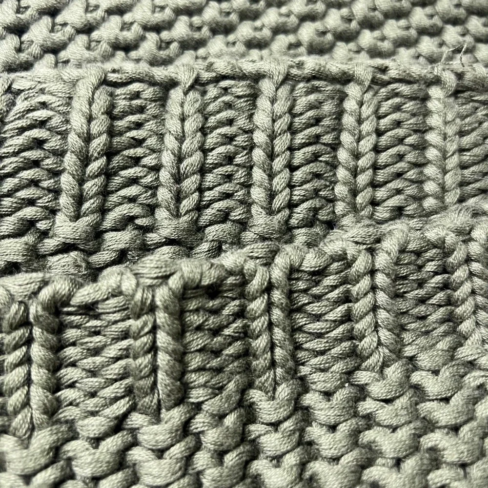 Longhui Bedding Forest Green Chunky Knit Cotton Throw Blanket 66x72 OEKO-TEX